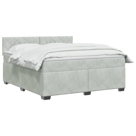 ŁÓŻKO BOX SPRING Z MATERACEM I LED JASNOSZARY 140 X 200 CM