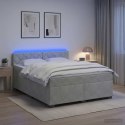 ŁÓŻKO BOX SPRING Z MATERACEM I LED JASNOSZARY 140 X 200 CM