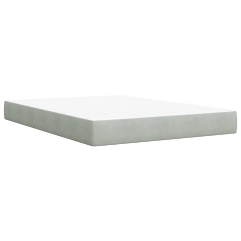 ŁÓŻKO BOX SPRING Z MATERACEM I LED JASNOSZARY 140 X 200 CM