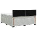 ŁÓŻKO BOX SPRING Z MATERACEM I LED JASNOSZARY 140 X 200 CM
