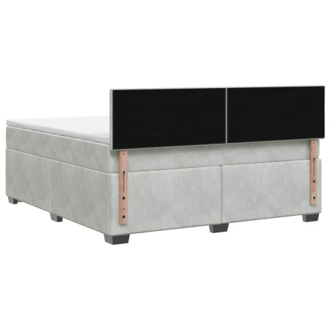 ŁÓŻKO BOX SPRING Z MATERACEM I LED JASNOSZARY 140 X 200 CM