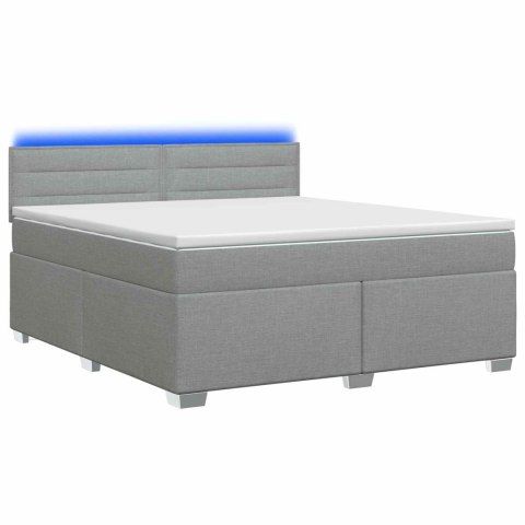 ŁÓŻKO BOX SPRING Z MATERACEM I LED JASNOSZARY 160 X 200 CM