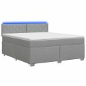 ŁÓŻKO BOX SPRING Z MATERACEM I LED JASNOSZARY 160 X 200 CM
