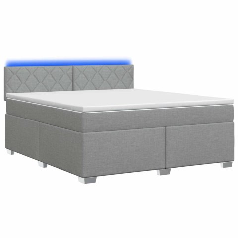 ŁÓŻKO BOX SPRING Z MATERACEM I LED JASNOSZARY 160 X 200 CM