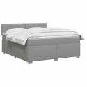 ŁÓŻKO BOX SPRING Z MATERACEM I LED JASNOSZARY 160 X 200 CM