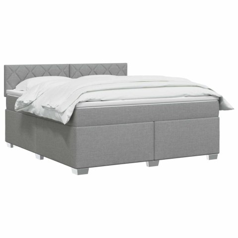 ŁÓŻKO BOX SPRING Z MATERACEM I LED JASNOSZARY 160 X 200 CM