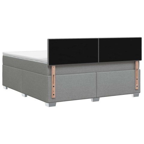 ŁÓŻKO BOX SPRING Z MATERACEM I LED JASNOSZARY 160 X 200 CM