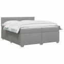 ŁÓŻKO BOX SPRING Z MATERACEM I LED JASNOSZARY 200 X 200 CM
