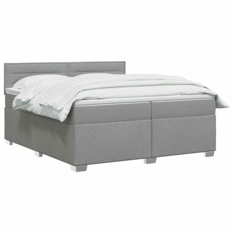 ŁÓŻKO BOX SPRING Z MATERACEM I LED JASNOSZARY 200 X 200 CM