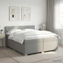 ŁÓŻKO BOX SPRING Z MATERACEM I LED JASNOSZARY 200 X 200 CM