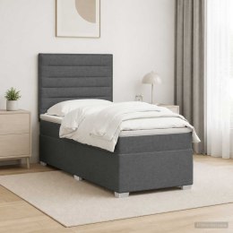 ŁÓŻKO BOX SPRING Z MATERACEM I LED CIEMNOSZARY 90 X 190 CM