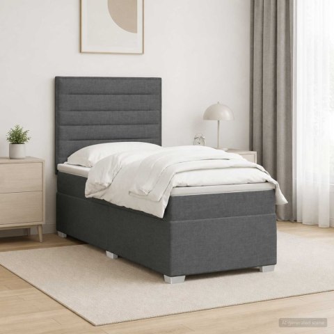 ŁÓŻKO BOX SPRING Z MATERACEM I LED CIEMNOSZARY 90 X 190 CM