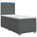 ŁÓŻKO BOX SPRING Z MATERACEM I LED CIEMNOSZARY 90 X 190 CM