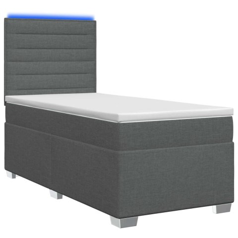 ŁÓŻKO BOX SPRING Z MATERACEM I LED CIEMNOSZARY 90 X 190 CM