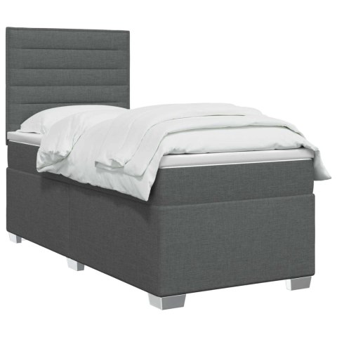 ŁÓŻKO BOX SPRING Z MATERACEM I LED CIEMNOSZARY 90 X 190 CM