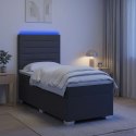 ŁÓŻKO BOX SPRING Z MATERACEM I LED CIEMNOSZARY 90 X 190 CM