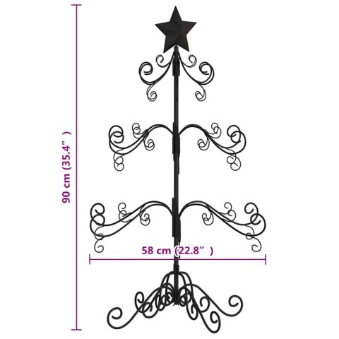 METALOWA CHOINKA ŚWIĄTECZNA, DO DEKORACJI, CZARNA, 90 CM