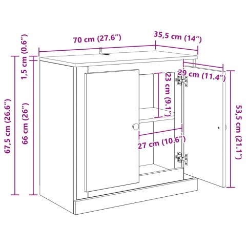 BUFET 70 X 35,5 X 67,5 CM STARE DREWNO DREWNO INŻYNIERYJNE