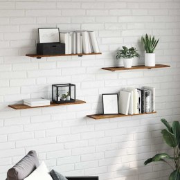 PÓŁKA NA KSIĄŻKI 3 POZIOMÓW 4 SZT. 80 X 20 X 1,5 CM BRĄZOWY