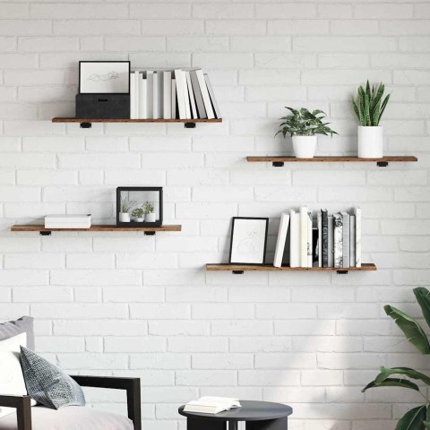 PÓŁKA NA KSIĄŻKI 3 POZIOMÓW 4 SZT. 80 X 20 X 1,5 CM BRĄZOWY