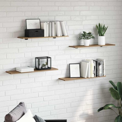 PÓŁKA NA KSIĄŻKI 3 POZIOMÓW 4 SZT. 80 X 20 X 1,5 CM BRĄZOWY