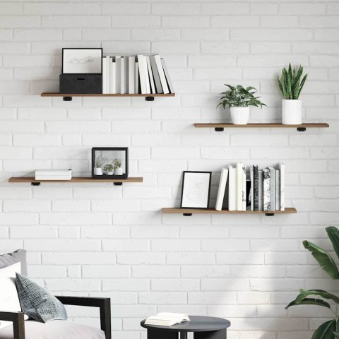 PÓŁKA NA KSIĄŻKI 3 POZIOMÓW 4 SZT. 80 X 20 X 1,5 CM BRĄZOWY