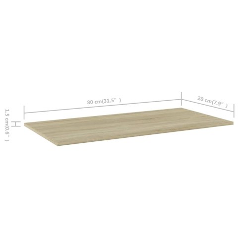 PÓŁKI NA KSIĄŻKI 4 SZT. DĄB SONOMA 80X20X1,5 CM PŁYTA