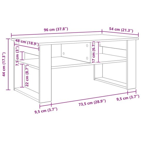 STOLIK KAWOWY SZARY SONOMA 96 X 54 X 44 CM DREWNO INŻYNIERYJNE
