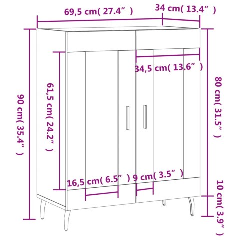 SZAFKA BIAŁA 69,5X34X90 CM MATERIAŁ DREWNOPOCHODNY