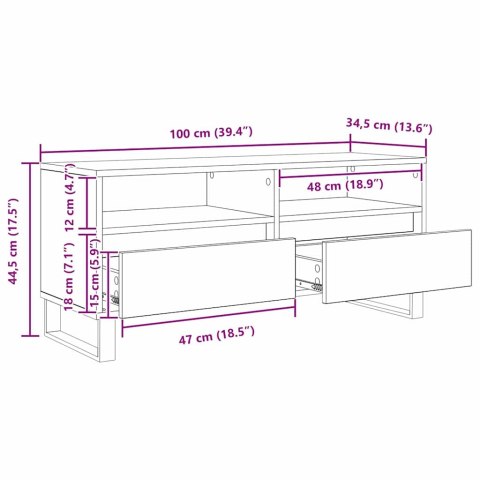 SZAFKA POD TELEWIZOR 100 X 34,5 X 44,5 CM DĄB RZEMIEŚLNICZY