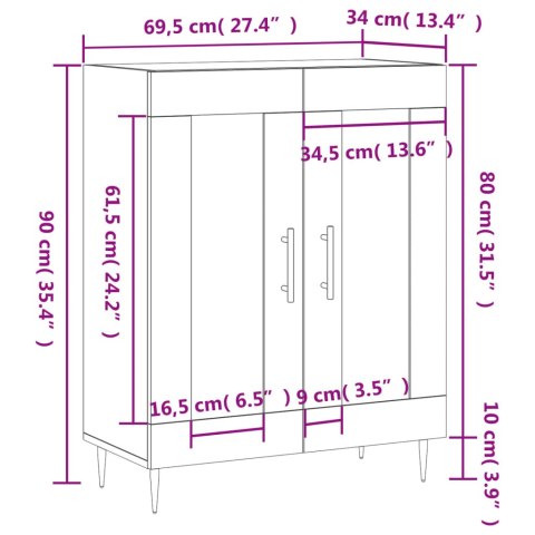 SZAFKA SZAROŚĆ BETONU 69,5X34X90 CM MATERIAŁ DREWNOPOCHODNY