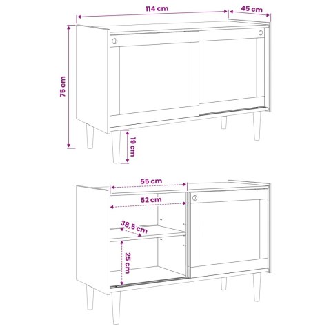 BUFET BILBAO CIEMNY KARMEL 114 X 45 X 75 CM