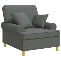 FOTEL XL Z PODUSZKAMI CIEMNOSZARY TKANINA