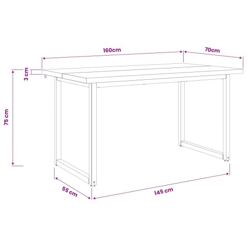 KWADRATOWY STÓŁ DO JEDZENIA 160 X 70 X 75 CM LITE DREWNO AKACJI