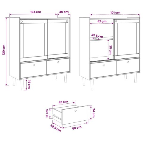 SZAFKA BILBAO CIEMNY KARMEL 104 X 40 X 120 CM