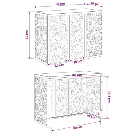 POKRYWA DO KLIMATYZATORA CZARNY 110 X 50 X 80 CM STAL