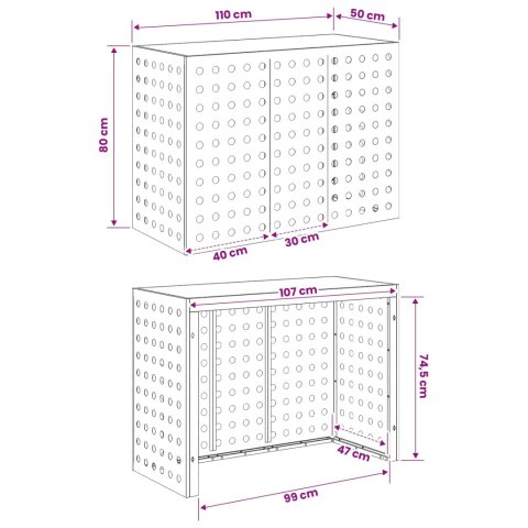 POKRYWA DO KLIMATYZATORA CZARNY 110 X 50 X 80 CM STAL