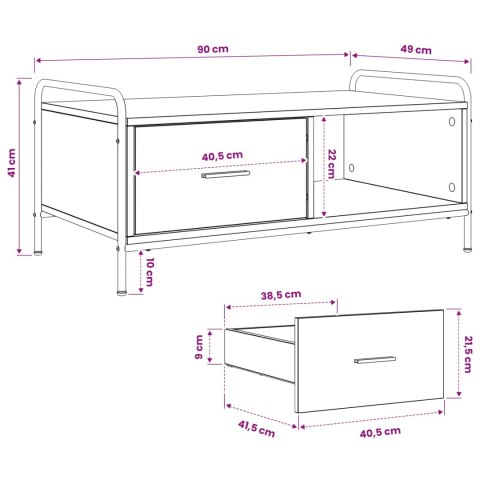 VidaXL Stolik kawowy Czarny dąb 90 x 49 x 41 cm Drewno inżynieryjne