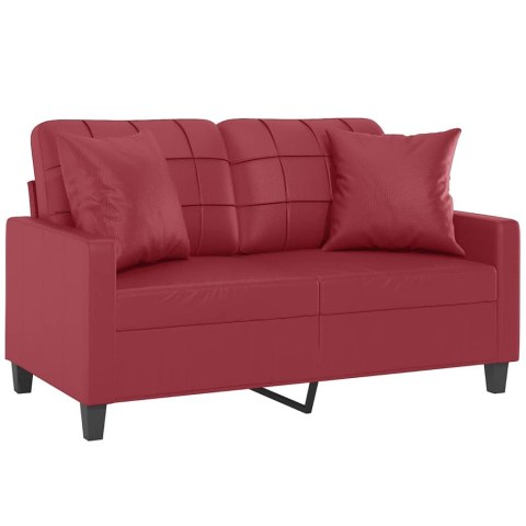 2-OS. SOFA Z PODUSZKAMI, WINNA CZERWIEŃ, 120 CM, SZTUCZNA SKÓRA