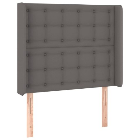 VidaXL Łóżko kontynentalne z materacem i LED, szara ekoskóra 90x190 cm