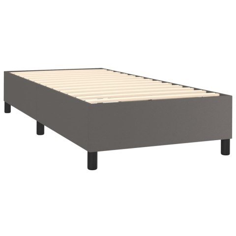 ŁÓŻKO KONTYNENTALNE Z MATERACEM I LED SZARA EKOSKÓRA 90X200 CM