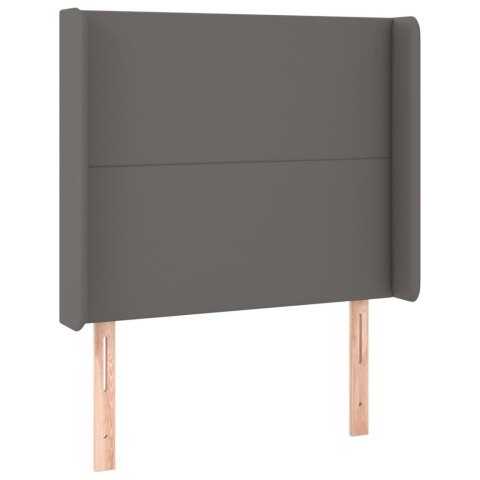 ŁÓŻKO KONTYNENTALNE Z MATERACEM I LED SZARA EKOSKÓRA 90X200 CM