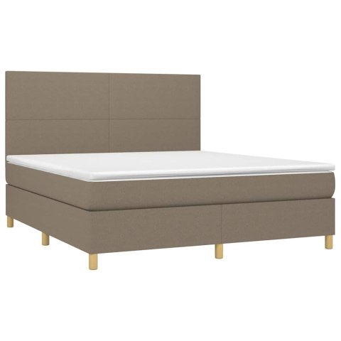 VidaXL Łóżko kontynentalne z materacem, taupe, 160x200 cm, tkanina