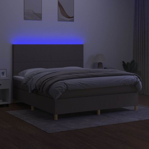 VidaXL Łóżko kontynentalne z materacem, taupe, 160x200 cm, tkanina