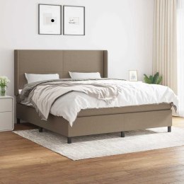 VidaXL Łóżko kontynentalne z materacem, taupe, tkanina, 160x200 cm