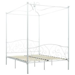 VidaXL Rama łóżka z baldachimem, biała, metalowa, 120 x 200 cm