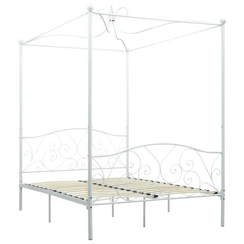 RAMA ŁÓŻKA Z BALDACHIMEM BIAŁA METALOWA 120 X 200 CM