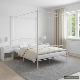 VidaXL Rama łóżka z baldachimem, biała, metalowa, 160 x 200 cm