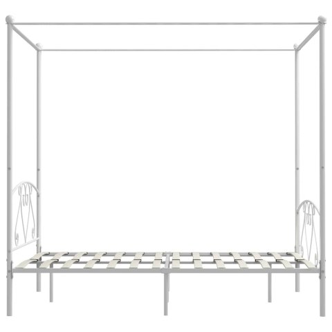 RAMA ŁÓŻKA Z BALDACHIMEM BIAŁA METALOWA 160 X 200 CM