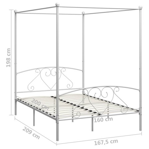 RAMA ŁÓŻKA Z BALDACHIMEM BIAŁA METALOWA 160 X 200 CM